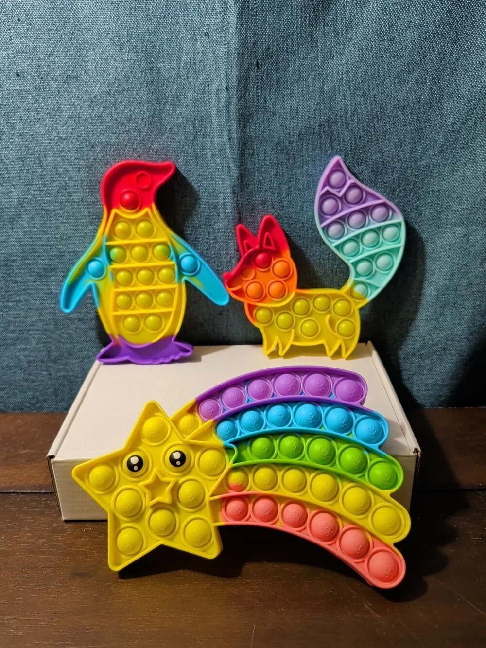 Silicone Sensory Bundle- Fidget toy set- Fox, Penguin, Shooting Star